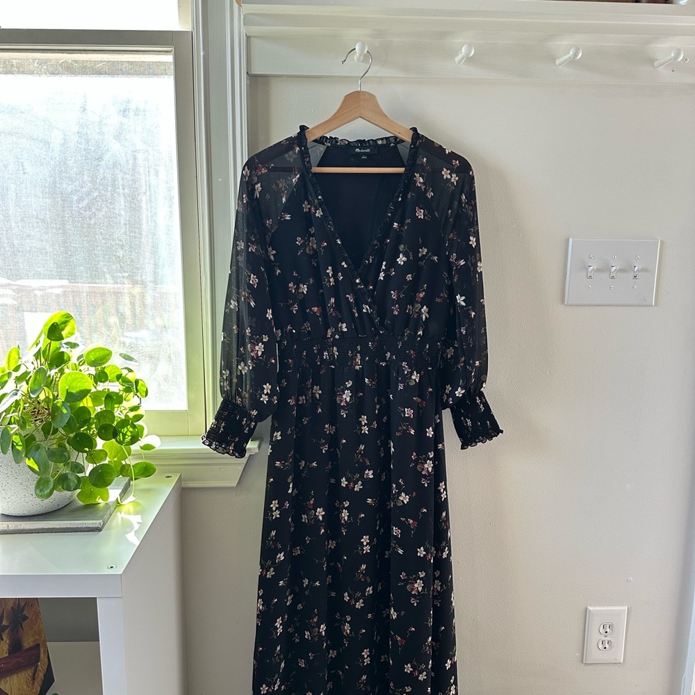 Madewell Floral Black Dress